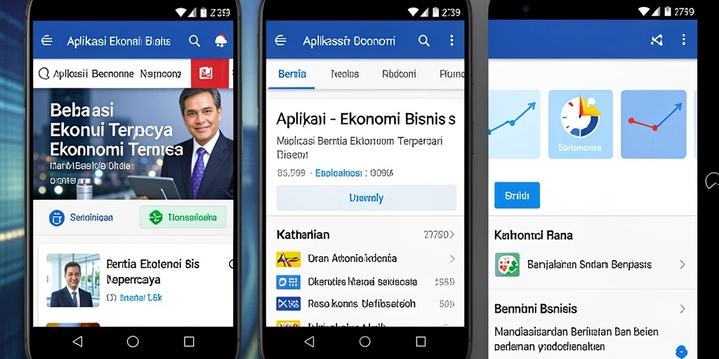 Tampilan antarmuka aplikasi Ekonomi Bisnis 2739 yang informatif dan interaktif.