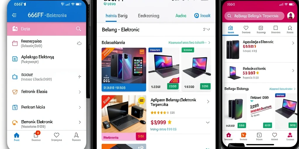 Antarmuka 666FF yang menarik dan mudah digunakan untuk belanja elektronik.