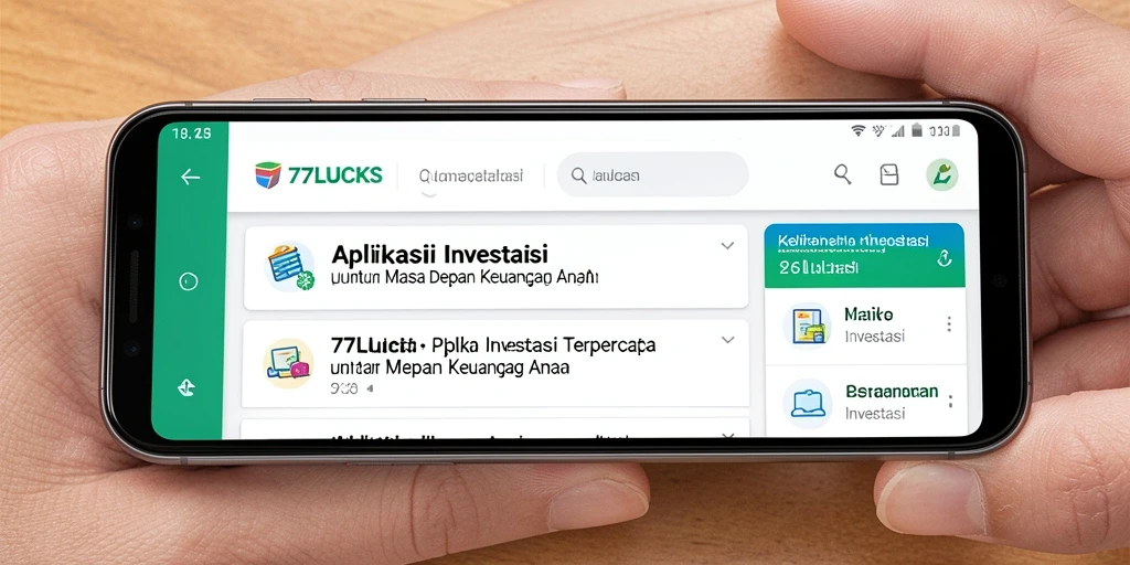 Screenshot antarmuka aplikasi 77LUCKS yang menampilkan fitur investasi.
