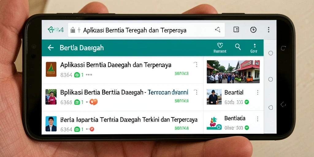 Antarmuka aplikasi 8364 yang menampilkan berita daerah terbaru.