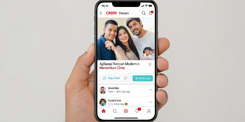 Tampilan intuitif aplikasi CRS99 untuk berkencan online.
