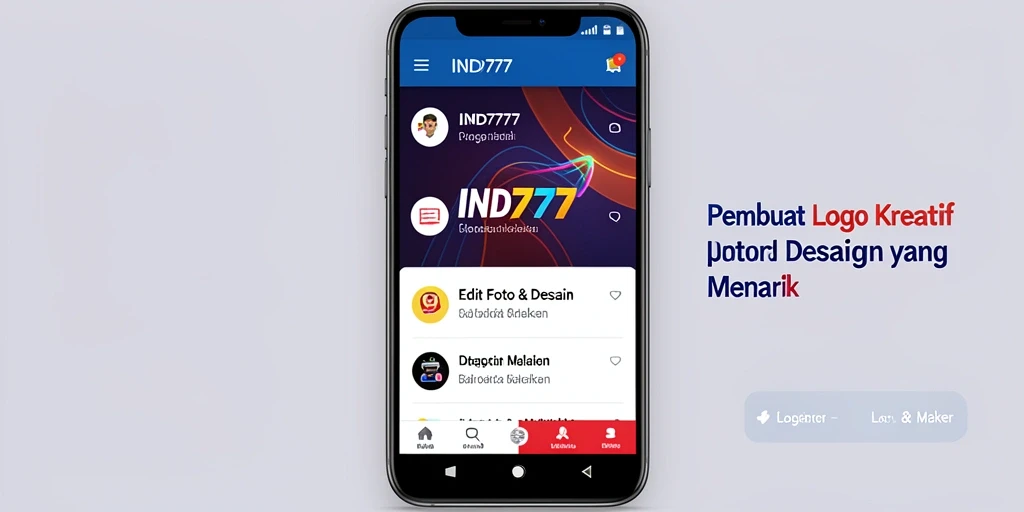 Antarmuka aplikasi Logo Maker dengan berbagai fitur kreatif.