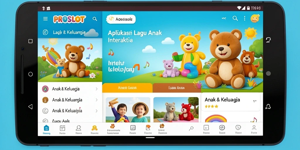 Tampilan antarmuka aplikasi PROSLOT yang ceria dan ramah anak.