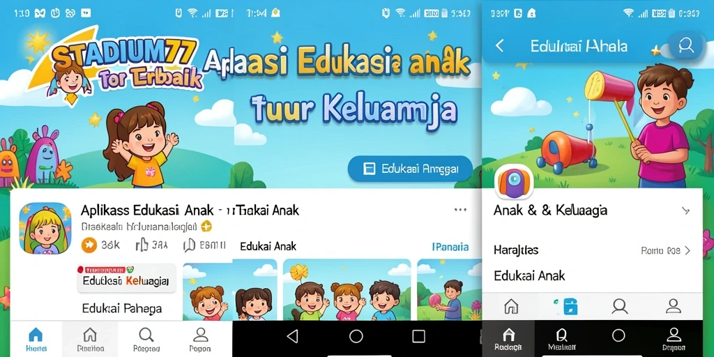 Tampilan antarmuka STADIUM77 yang interaktif dan menarik untuk anak.