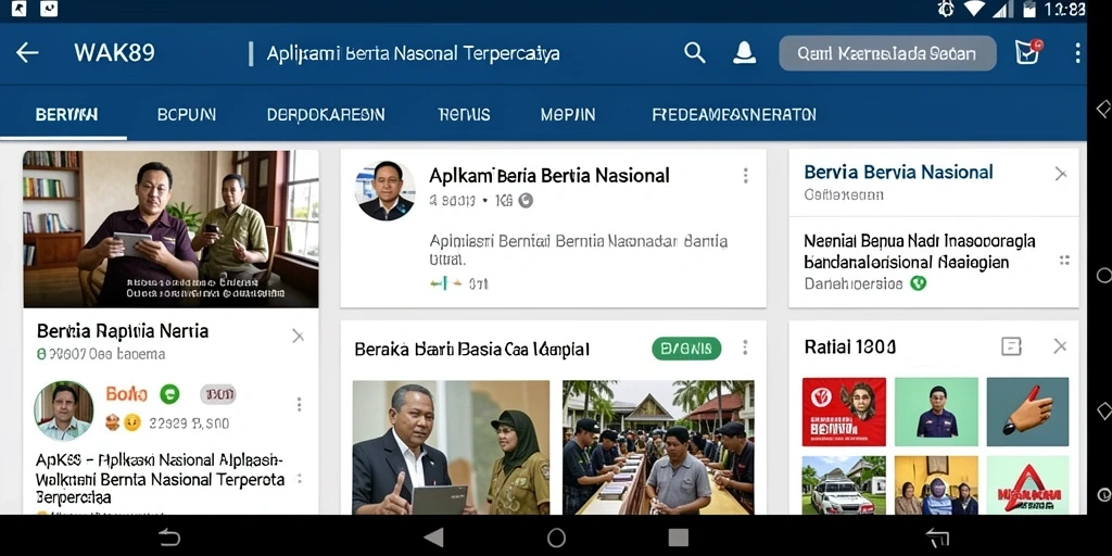 Screenshot tampilan utama aplikasi WAK89 dengan berita terbaru.