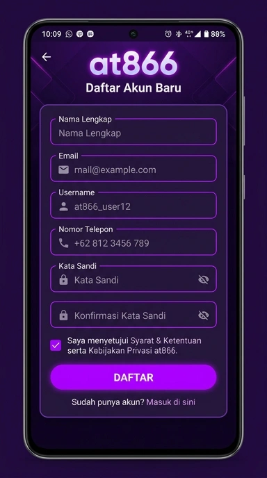 Panduan Registrasi Akun Baru at866 untuk Pengguna Android
